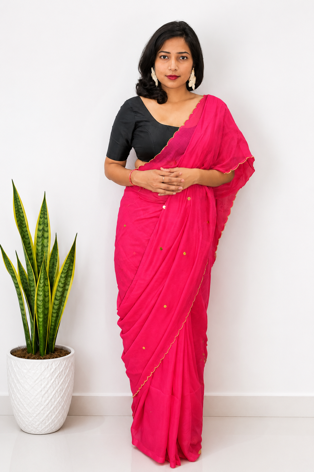 MUL COTTON SAREE - MAGENTA