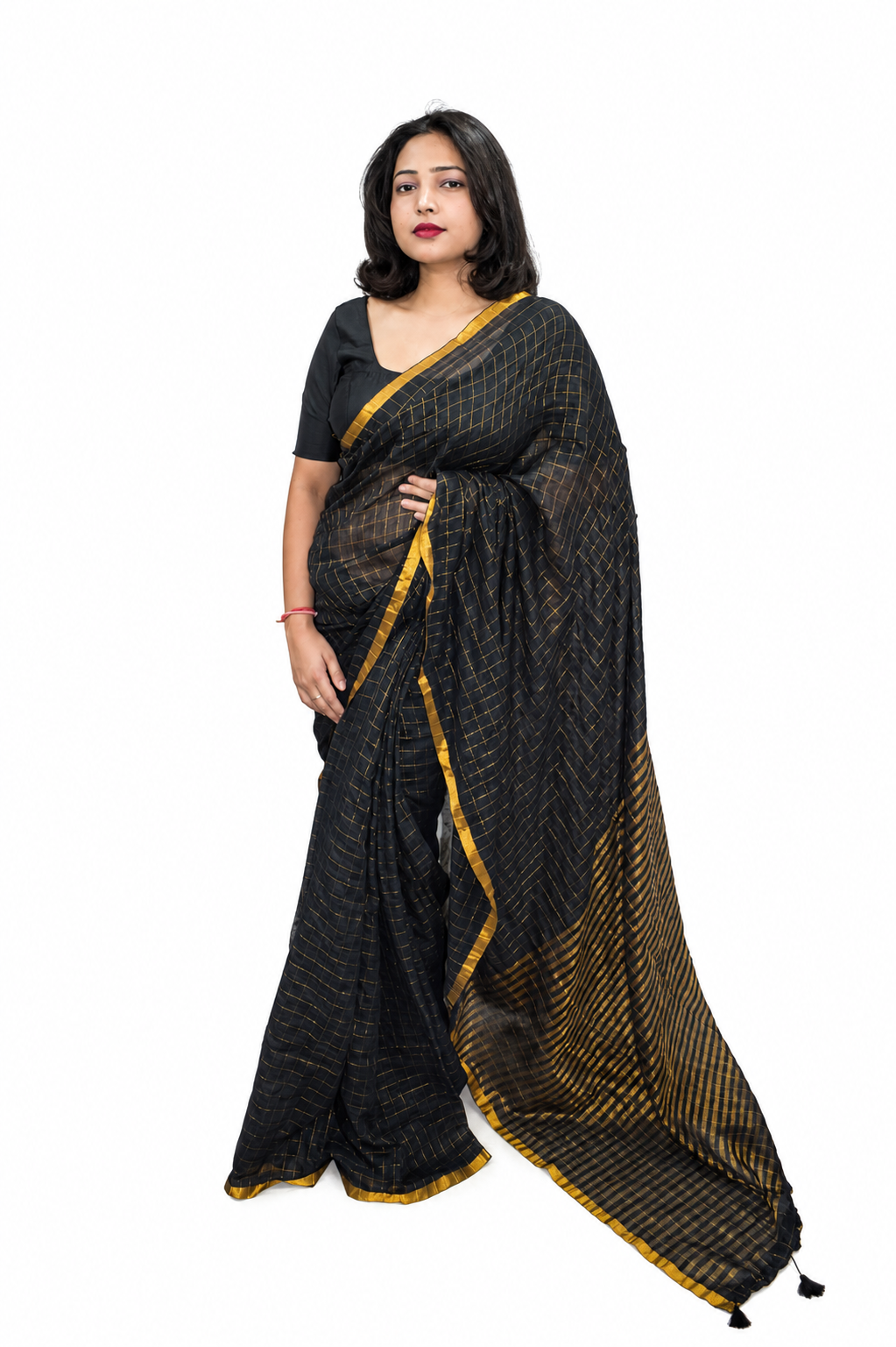 MUL COTTON GOLDEN STRIPES - BLACK